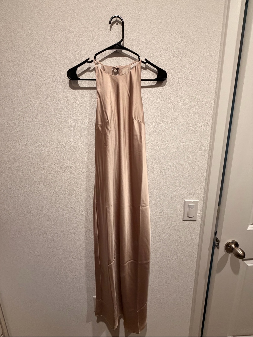 a new day Champagne Satin Halter Maxi Dress